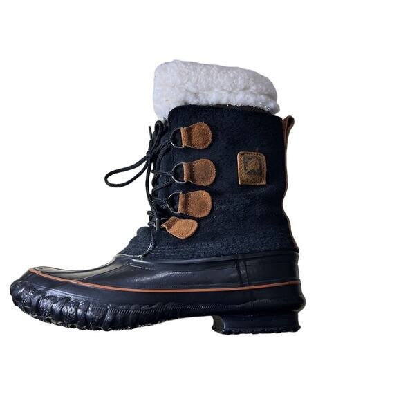 LaCrosse Women’s Black Suede Lined Lace Up Duck Boots Size 7 Shearling - Picture 1 of 10